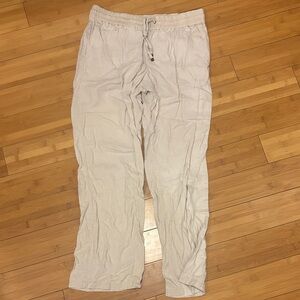 Women's Casual Cream Linen Joggers